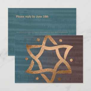 Bar Mitzvah Brown und Aquamarine Copper Star UAWG RSVP Karte