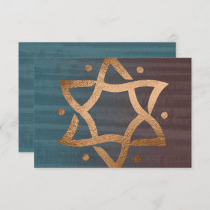 Bar Mitzvah Brown und Aquamarine Copper Star UAWG RSVP Karte