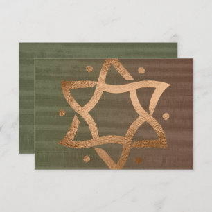 Bar Mitzvah Brown und Green Copper Star UAWG RSVP Karte