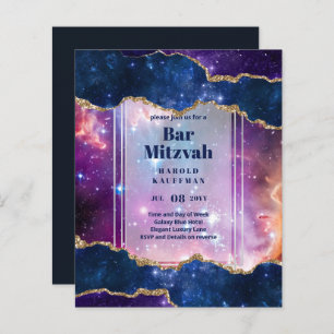 BAR MITZVAH CARDS Celestial Skies Blue Galaxy Gold