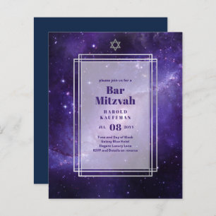 BAR MITZVAH CARDS Celestial Skies Blue Galaxy Gold