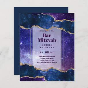 BAR MITZVAH CARDS Celestial Skies Blue Galaxy Gold