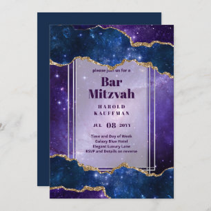 BAR MITZVAH CARDS Celestial Skies Blue Galaxy Gold Einladung