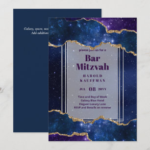 BAR MITZVAH CARDS Celestial Skies Blue Galaxy Gold Einladung
