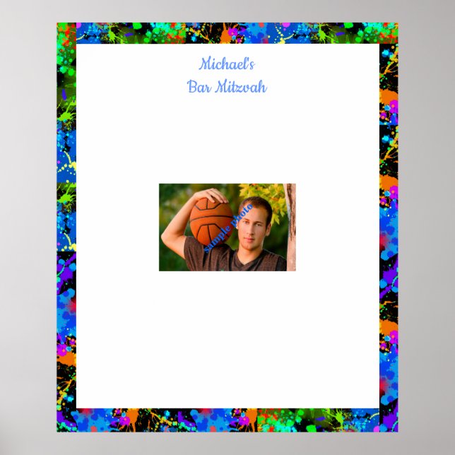 Bar Mitzvah, Custom, Foto-Signatur an Board Poster (Vorne)