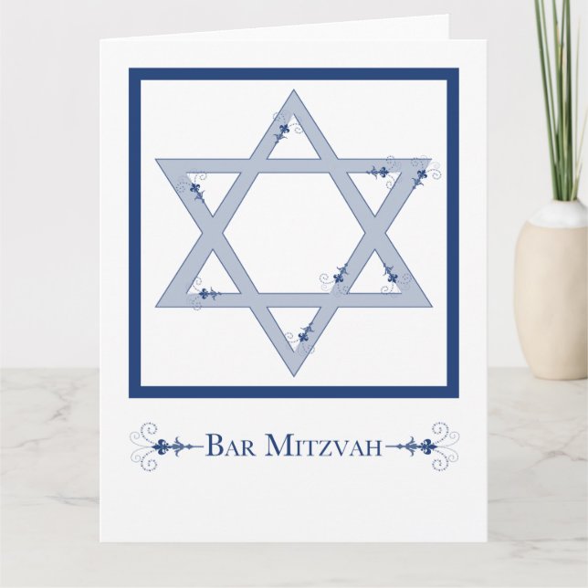 Bar mitzvah (Davidsstern Eleganz) Karte (Vorderseite)