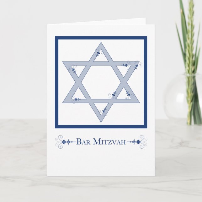 Bar mitzvah (Davidsstern Eleganz) Karte (Vorderseite)
