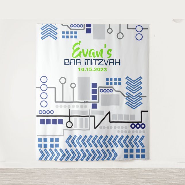Bar Mitzvah DIGITAL Foto Stand Party Hintergrund Wandteppich (Vorderseite)