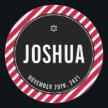 BAR MITZVAH, einfach, modern gestreift, schlicht,  Runder Aufkleber<br><div class="desc">von kat massage >>> https://linktr.ee/simplysweetpaperie <<<</div>