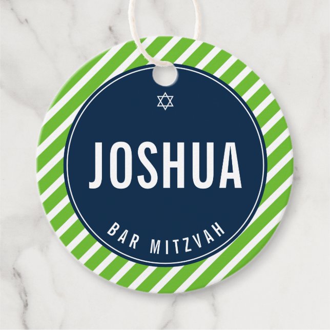 BAR MITZVAH, einfach, modern nfl, grün, blau Geschenkanhänger (Vorderseite)
