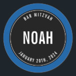 BAR MITZVAH, einfach, modern, schlicht, schwarz, b Runder Aufkleber<br><div class="desc">von kat massage >>> https://linktr.ee/simplysweetpaperie <<<</div>