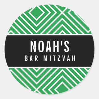 BAR MITZVAH einfache moderne geometrische Kelly-Gr Runder Aufkleber