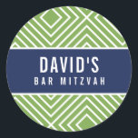 BAR MITZVAH einfache moderne geometrische Marine g Runder Aufkleber<br><div class="desc">von kat massage >>> https://linktr.ee/simplysweetpaperie <<<</div>