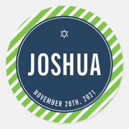 BAR MITZVAH einfache moderne Streifen nfl grüne Ma Runder Aufkleber