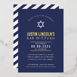BAR MITZVAH einfacher Stern modern minimalistisch Folieneinladung