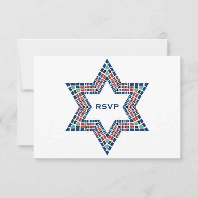 Bar Mitzvah Einladung Emanuel Star David Mosaic (Vorderseite)