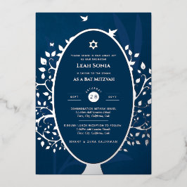 Bar Mitzvah Einladung REAL FOIL Tree of Life Gold