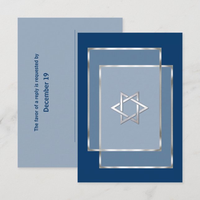 Bar Mitzvah Einladung Response Card Any Color (Vorne/Hinten)