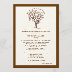 Bar Mitzvah Einladung Steven Tree of Life Brown
