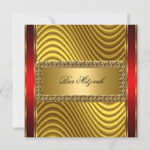 Bar Mitzvah Einladung von Gold und Red Art Deco