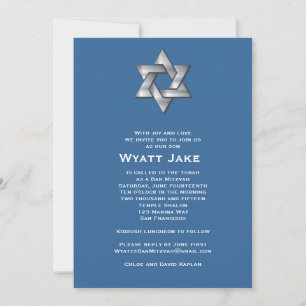 Bar Mitzvah Einladung Wyatt Jewish Star Blue