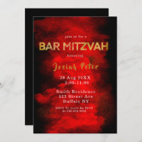 Bar Mitzvah Einladungen für Schwarz und Rot