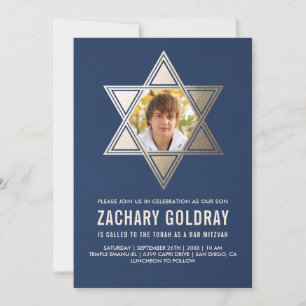 Bar Mitzvah Einladungen  Imitats Gold Foil Star