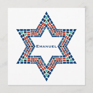 Bar Mitzvah Einladungs-Emanuel-Stern-David-Mosaik Einladung