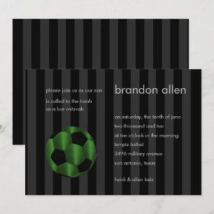 Bar Mitzvah Emerald Green und Black Soccer Ball Einladung