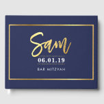 BAR MITZVAH ERINNERUNGEN Moderne Marine   Goldname Gästebuch<br><div class="desc">von kat massard >>> WWW.SIMPLYSWEETPAPERIE.COM <<< Bitte kontaktieren Sie mich für benutzerdefinierte "gold effect"-Namen (zB Sam) Ich helfe Ihnen gerne :) *** kat@simplysweetpaperie.com</div>
