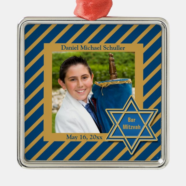 Bar Mitzvah Foto Keepake Ornament Aus Metall (Vorne)