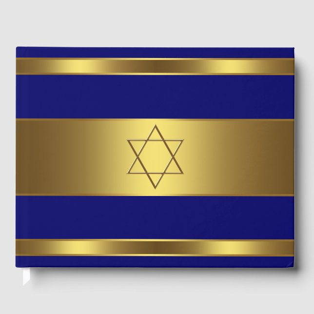 Bar Mitzvah Gästebuch Royal Blue und Gold (Vorderseite)
