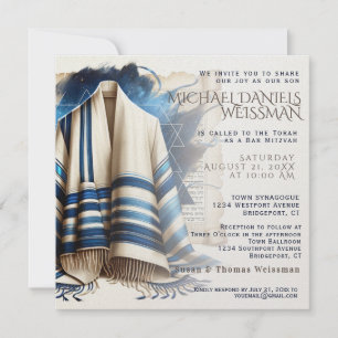 Bar Mitzvah Gebet Shawl Scroll Einladung