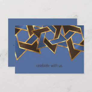 Bar Mitzvah Gold Blue Brown Star von David UAWG Einladung