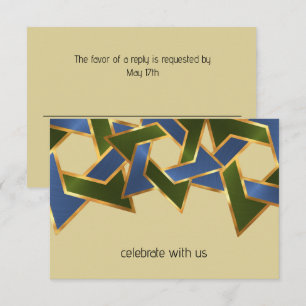 Bar Mitzvah Gold Blue Green Star von David Einladung