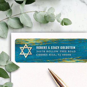Bar Mitzvah Gold Foil Türkis Rücksendeadresse