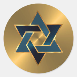 Bar Mitzvah Gold Navy Blue Star von David Runder Aufkleber