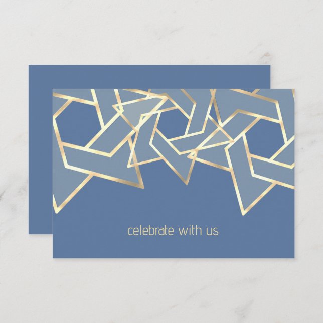 Bar Mitzvah Gold Star von David UAWG Einladung (Vorne/Hinten)