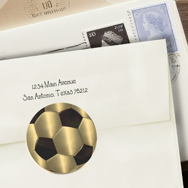 Bar Mitzvah Gold und Black Soccer Ball Runder Aufkleber (Von Creator hochgeladen)