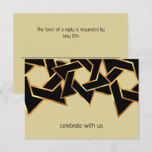 Bar Mitzvah Gold und Black Star von David RSVP Karte