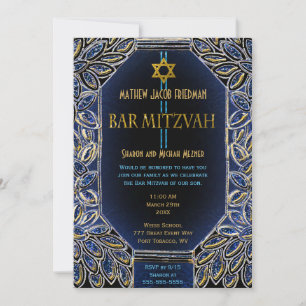 Bar Mitzvah Gold und Blau Einladung