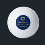 Bar Mitzvah Golf Ball favorisiert Blue Gold<br><div class="desc">Golf Ball Bar Mitzvah Save the Dates and Favors in modernen und minimalistischen Marineblau und Gold personalisiert mit Ihrem Namen und Party Datum und ein Star of David an der Spitze. Hintergrund- und Schriftart-Farben können so geändert werden,  dass sie Ihrem Event-Farbdesign entsprechen,  klicken Sie einfach auf "Weiter anpassen".</div>
