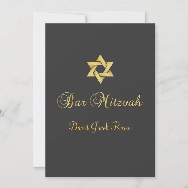 Bar Mitzvah/Grafit/Gold Einladung (Vorderseite)