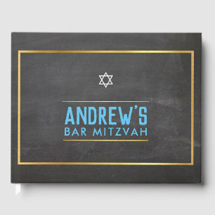 BAR MITZVAH Graues Goldaqua Gästebuch