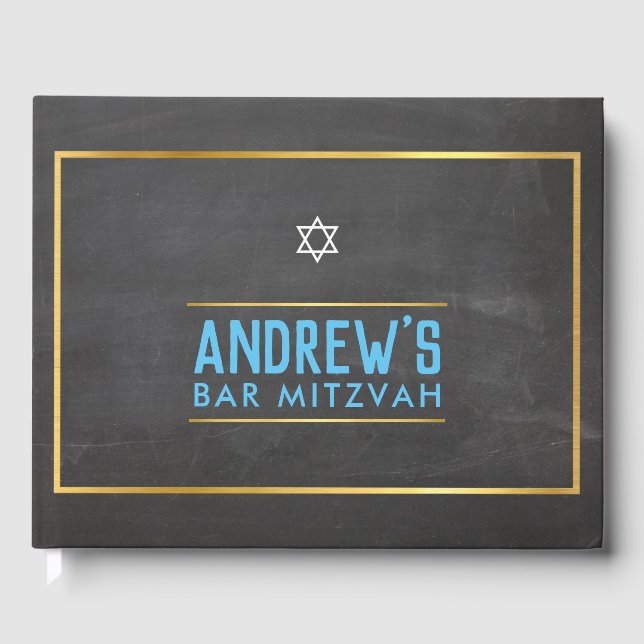 BAR MITZVAH Graues Goldaqua Gästebuch (Vorderseite)