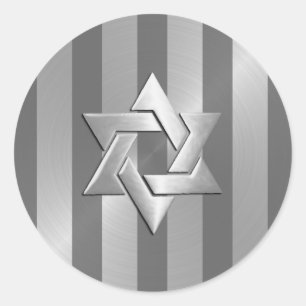 Bar Mitzvah Gray und Silver Stripe Star von David Runder Aufkleber