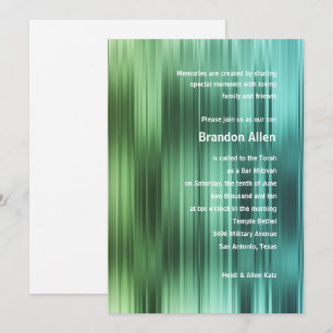 Bar Mitzvah Green Blue Stripes Einladung