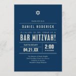 Bar Mitzvah große Art Einladungen<br><div class="desc">Blaue stilvolle moderne Bar Mitzvah Einladungen.  Personifizieren Sie die Benennung für Ihre Feier.</div>