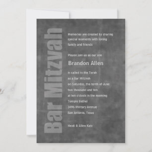 Bar Mitzvah Grunge Gray Einladung