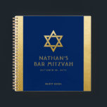 Bar Mitzvah Guest Signature Book Blue und Gold Notizbuch<br><div class="desc">Elegantes modernes Blue und Gold Klassik erschwinglich und lässig personalisierte Bar mitzvah Gästebuch mit individuelle Name,  Datum und Star of David. Gold ist ein authentisch aussehender Imitat Gold Textur Effekt,  NICHT echte Goldfolie.</div>